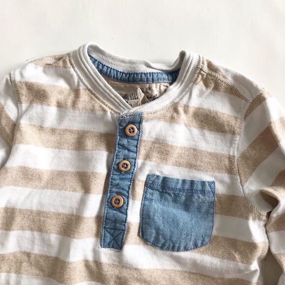 H&M cream/white stripe long sleeve top EUC 1.5-2Y - Picture 2 of 5